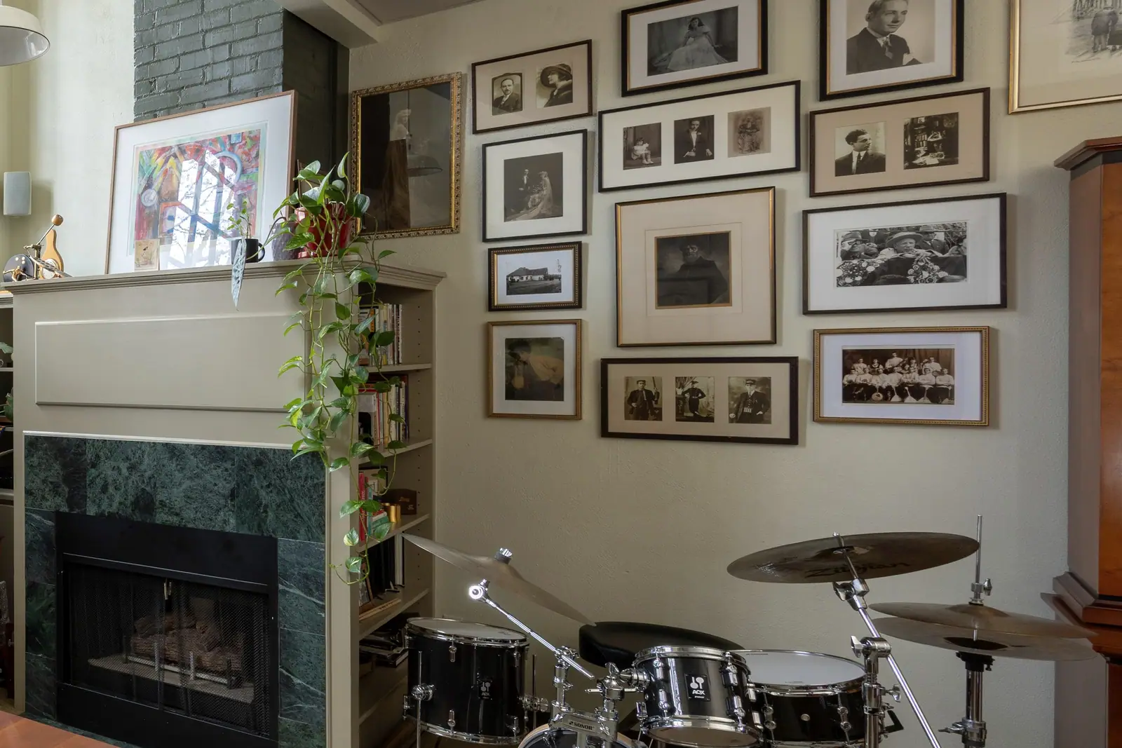 Warmly furnished interior of Steven Ungar’s Portland office